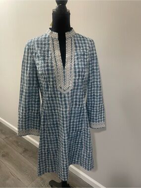 Tory Burch Light Blue and White Tie-Dye Dress